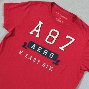 Aeropostale Graphic T-Shirt Mens Large Red A87 Aero N. East Div Short Sleeve